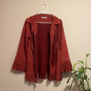 Misslook Faux Suede Fringe Jacket